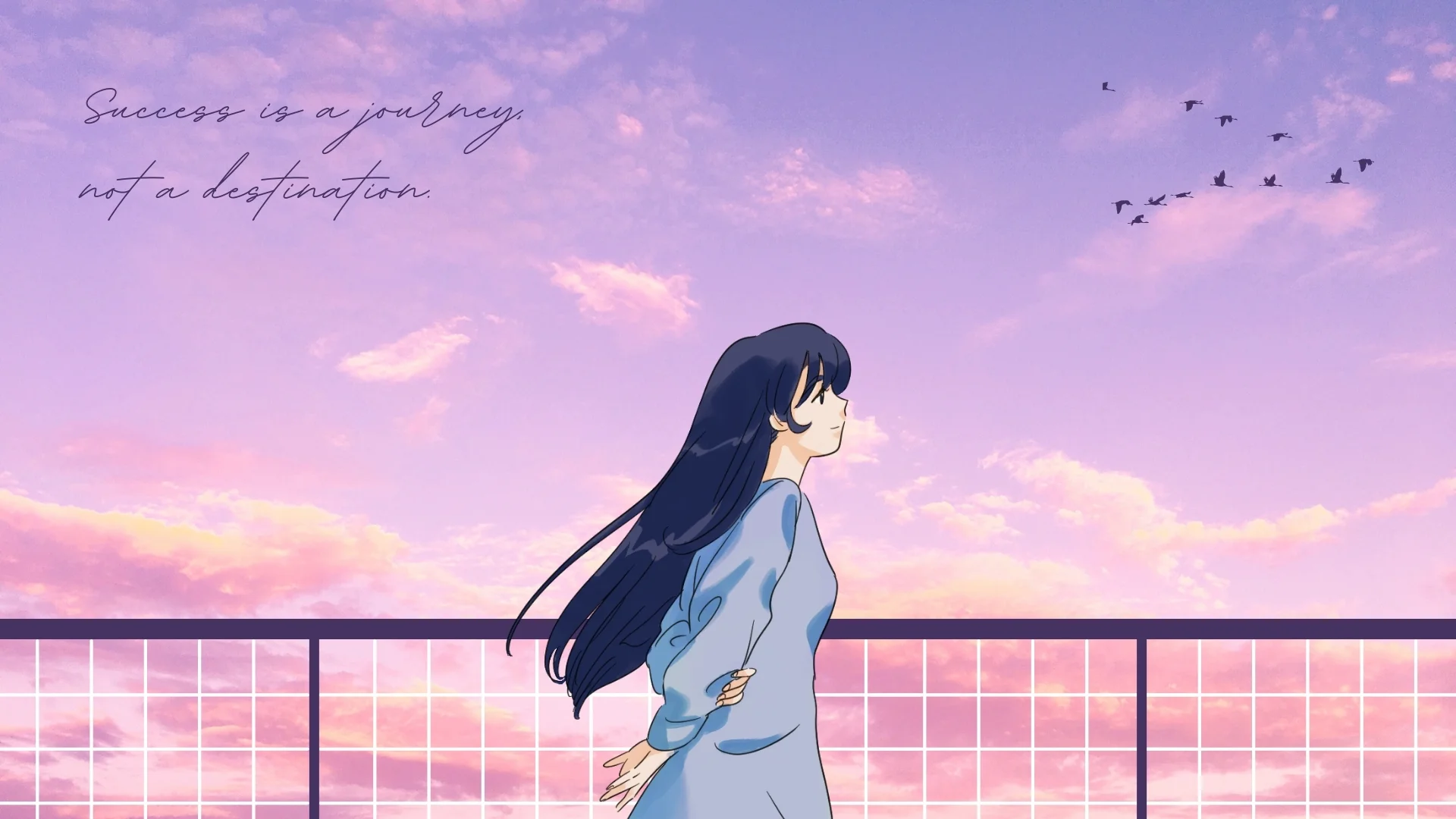 hình nền máy tính cô gái anime hoàng hôn
