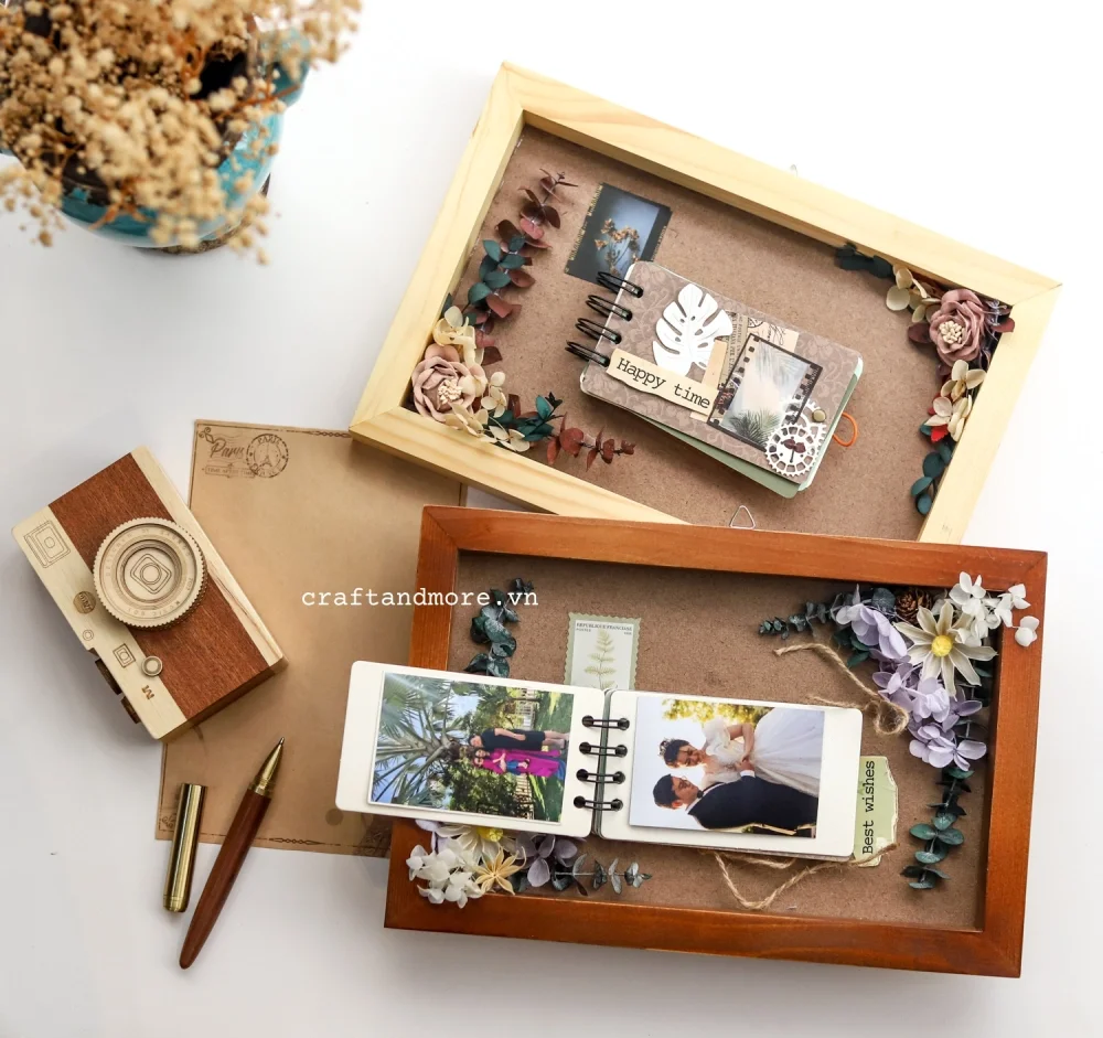 Khung ảnh đẹp handmade trang trí hình với hoa lá khô theo yêu cầu Craft & More Vietnam